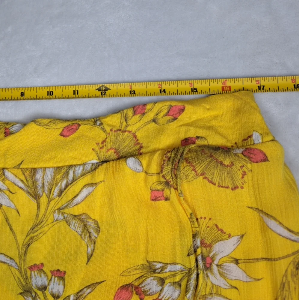Express Yellow Floral Hi-Low Skirt Crinkle Lined Wrap Spring Boho Large - Picture 7 of 13